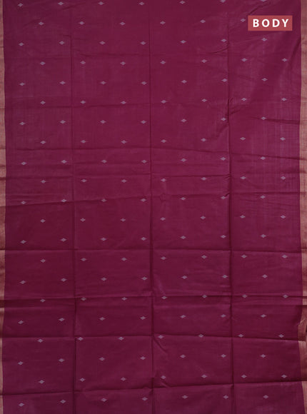 Semi bamboo saree magenta pink with allover thread woven buttas and small zari woven border