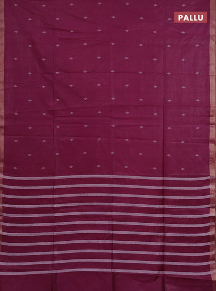 Semi bamboo saree magenta pink with allover thread woven buttas and small zari woven border