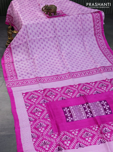 Bishnupuri silk saree light pink and pink with butta prints and printed border