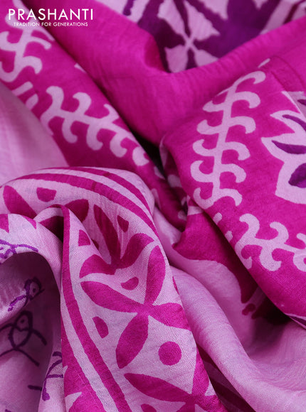 Bishnupuri silk saree light pink and pink with butta prints and printed border