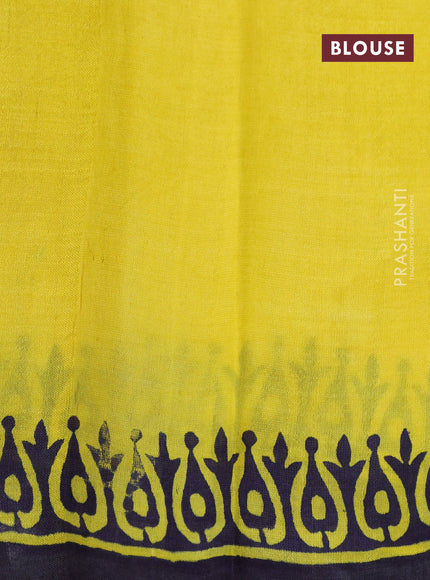 Bishnupuri silk saree blue and yellow with allover prints and long rettapet border