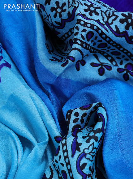 Bishnupuri silk saree light blue and royal blue with butta prints and printed border