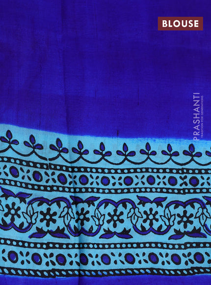 Bishnupuri silk saree light blue and royal blue with butta prints and printed border