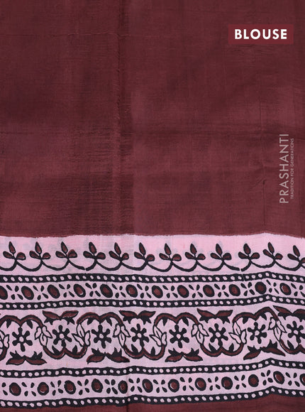 Bishnupuri silk saree light pink and brown with butta prints and printed border