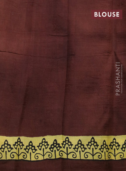 Bishnupuri silk saree yellow and brown with butta prints and printed border