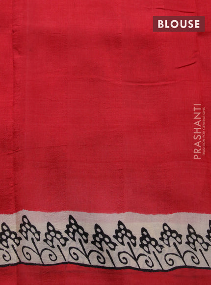 Bishnupuri silk saree cream and red with butta prints and printed border