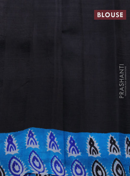 Bishnupuri silk saree pastel grey and cs blue black with butta prints and printed border