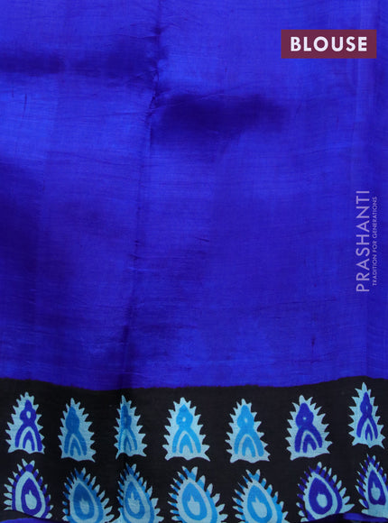 Bishnupuri silk saree light blue and black blue with butta prints and printed border