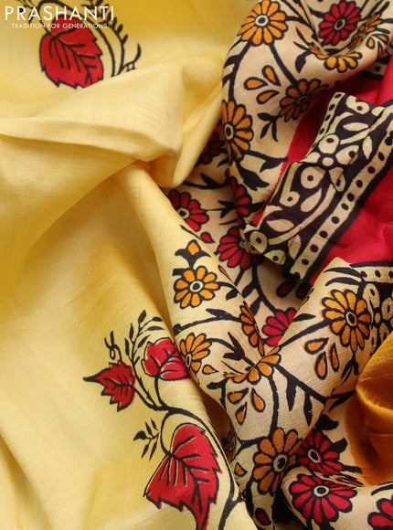 Bishnupuri silk saree yellow and red with butta prints and printed border