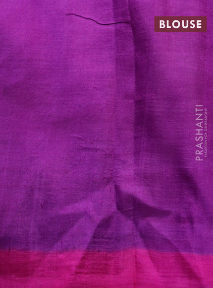 Bishnupuri silk saree peach pink and purple with butta prints and printed border