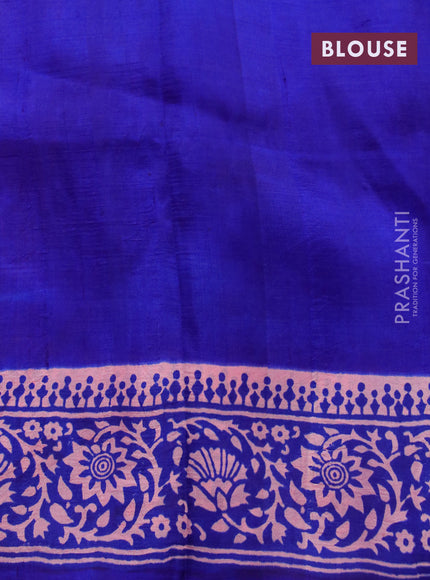 Bishnupuri silk saree peach pink and blue with floral butta prints and printed border