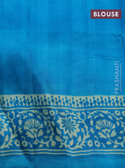 Bishnupuri silk saree pastel green and cs blue with floral butta prints and printed border