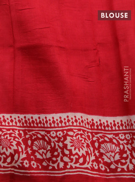 Bishnupuri silk saree mild peach and red with floral butta prints and printed border