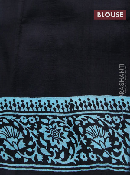 Bishnupuri silk saree light blue and black with floral butta prints and printed border