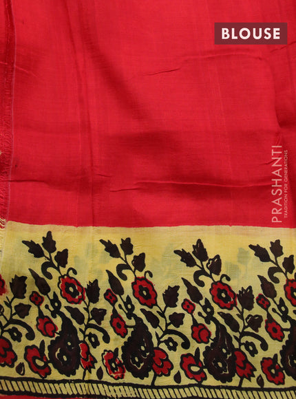 Bishnupuri silk saree yellow and red with butta prints and printed border