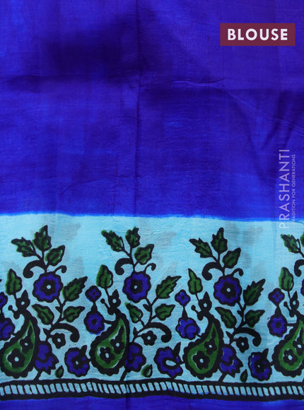 Bishnupuri silk saree light blue and blue with butta prints and printed border