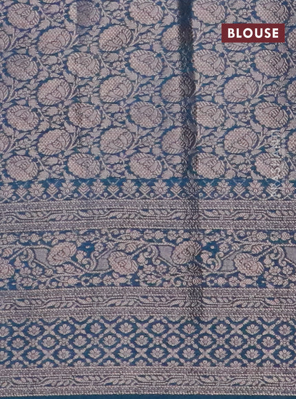 Semi chiniya saree peacock blue with allover thread & zari woven buttas and banarasi style border