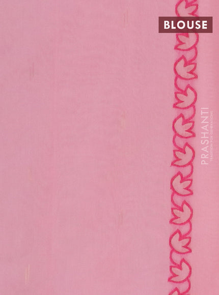 Munga cotton saree peach pink with thread & zari woven floral buttas and floral design thread woven border