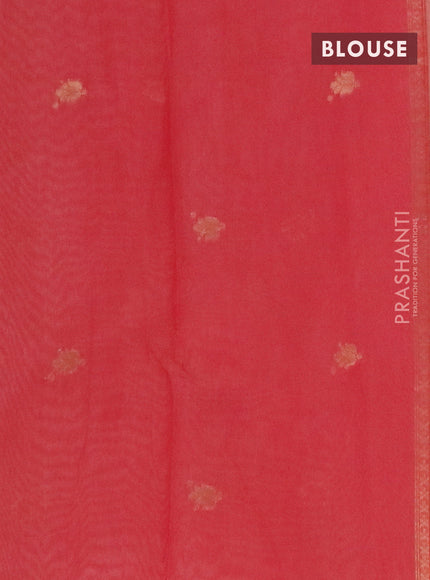 Munga cotton saree orange with thread & zari woven floral buttas in borderless style