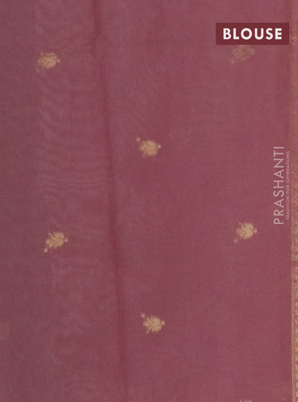 Munga cotton saree pastel pink with thread & zari woven floral buttas in borderless style