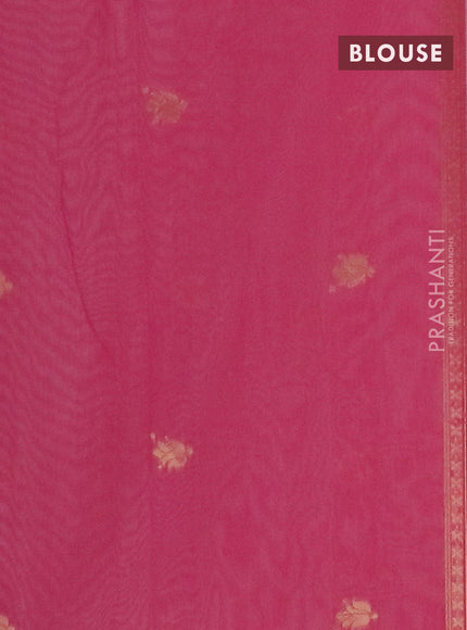 Munga cotton saree peach pink with thread & zari woven floral buttas in borderless style