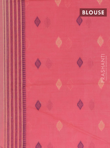 Munga cotton saree beige and pink with thread & zari woven geometric buttas and thread woven border