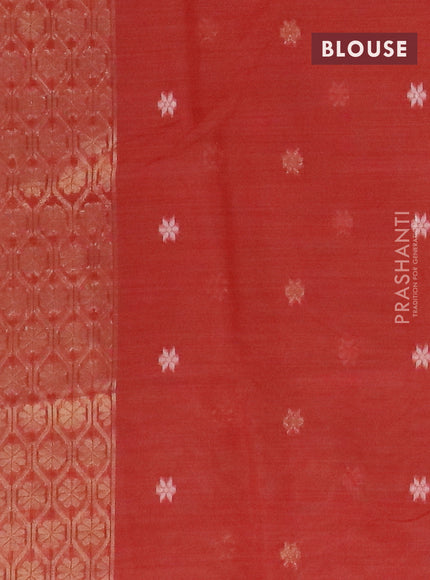 Munga cotton saree beige and red with thread & zari woven floral buttas and thread woven border