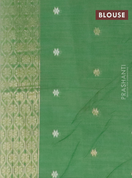 Munga cotton saree beige and green with thread & zari woven floral buttas and thread woven border