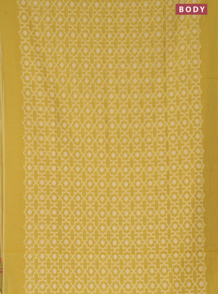 Munga cotton saree mustard yellow with allover thread weaves and simple border