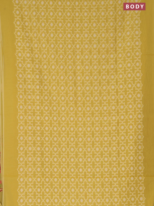 Munga cotton saree mustard yellow with allover thread weaves and simple border