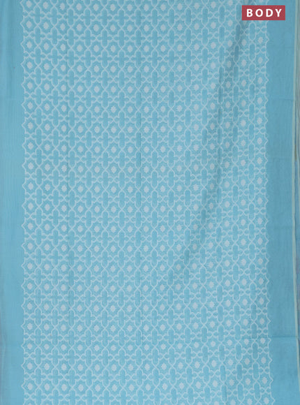 Munga cotton saree light blue with allover thread weaves and simple border