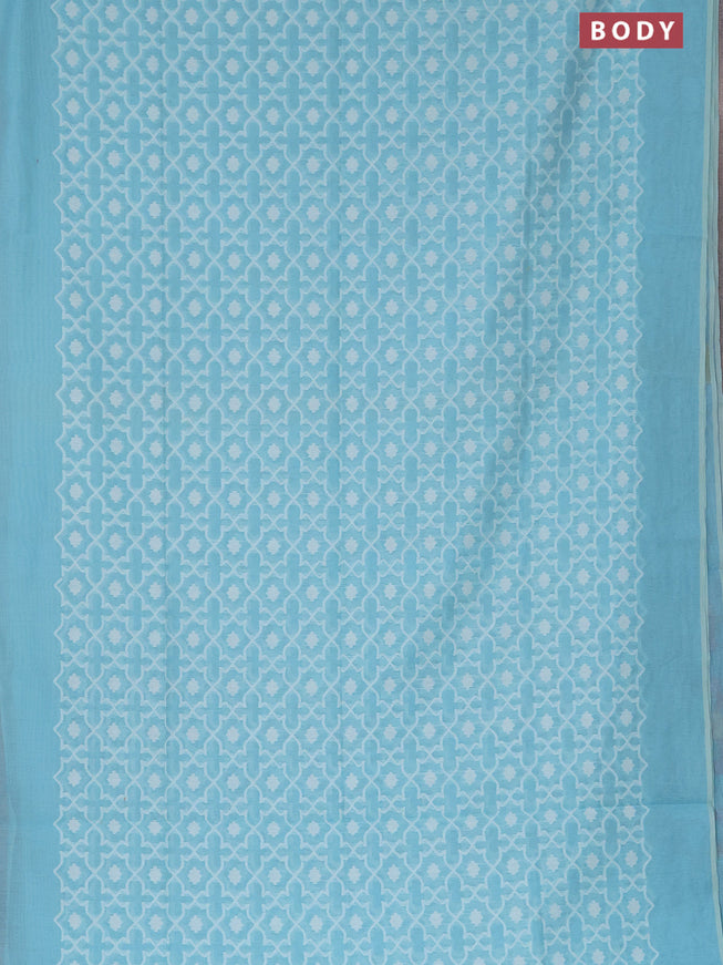 Munga cotton saree light blue with allover thread weaves and simple border