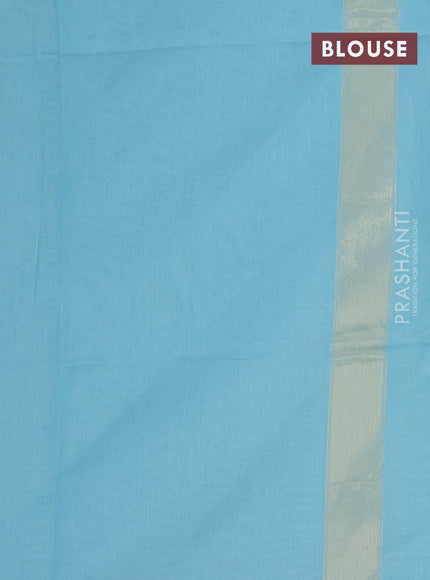 Munga cotton saree light blue with allover thread weaves and simple border