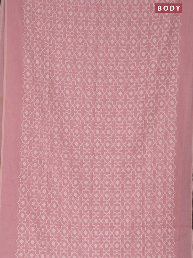 Munga cotton saree pastel pink with allover thread weaves and simple border