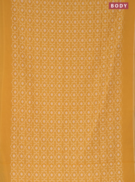 Munga cotton saree mustard yellow with allover thread weaves and simple border