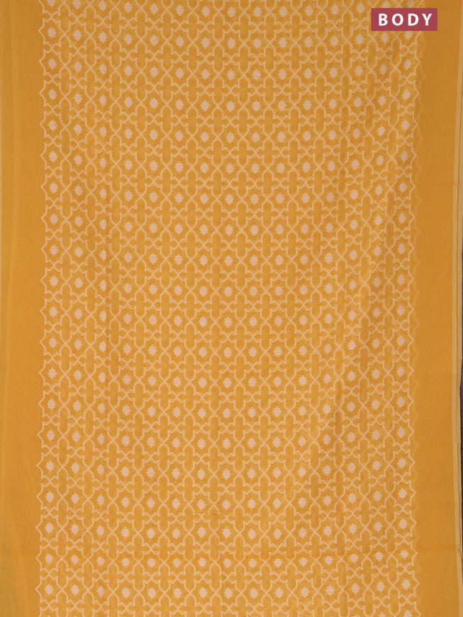 Munga cotton saree mustard yellow with allover thread weaves and simple border