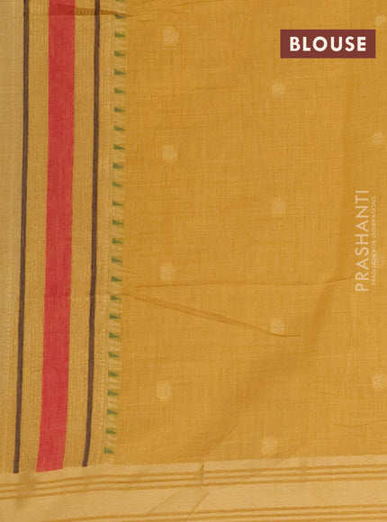 Munga cotton saree beige and yellow with thread & zari woven buttas and zari woven border