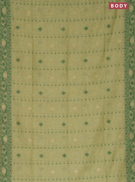 Munga cotton saree pista green and green with allover thread & zari woven buttas and thread woven border