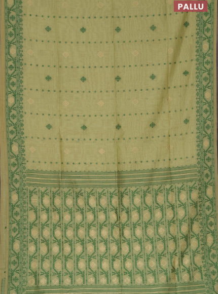 Munga cotton saree pista green and green with allover thread & zari woven buttas and thread woven border