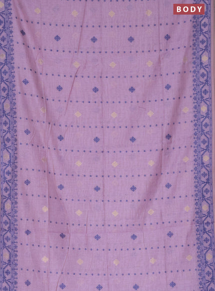 Munga cotton saree pastel lavender and dark blue with allover thread & zari woven buttas and thread woven border