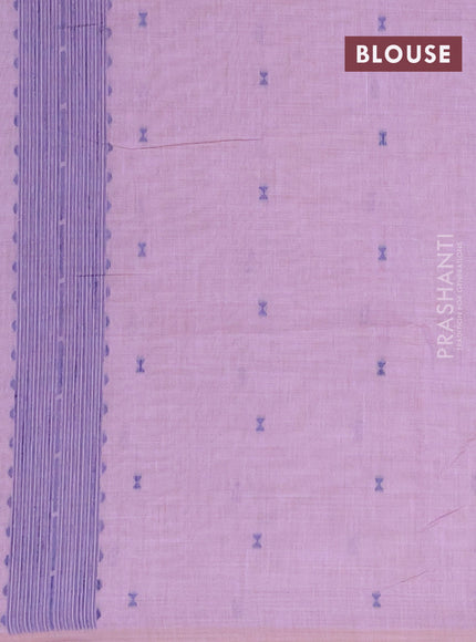 Munga cotton saree pastel lavender and dark blue with allover thread & zari woven buttas and thread woven border