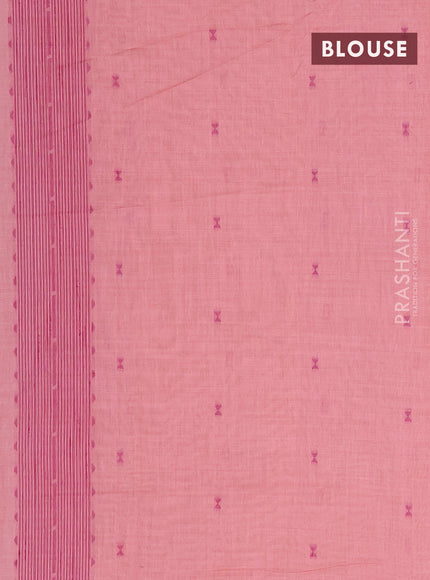 Munga cotton saree peach pink and purple with allover thread & zari woven buttas and thread woven border