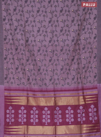 Munga cotton saree pastel purple and purple with allover thread weaves and thread woven border