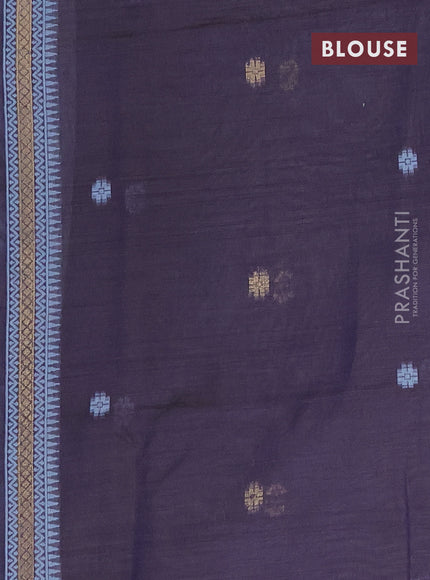 Munga cotton saree pastel blue shade and dark blue with allover thread weaves and thread woven border