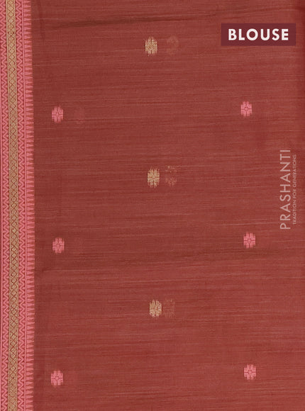 Munga cotton saree pastel peach shade and brown with allover thread weaves and thread woven border