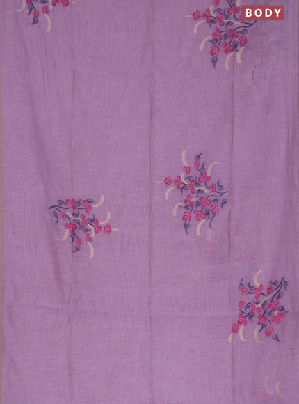 Munga cotton saree lavender shade with thread & zari woven buttas in borderless style