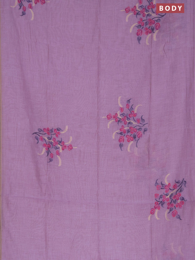 Munga cotton saree lavender shade with thread & zari woven buttas in borderless style