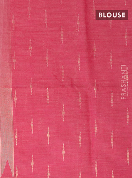 Munga cotton saree pastel pink with thread & zari woven buttas in borderless style