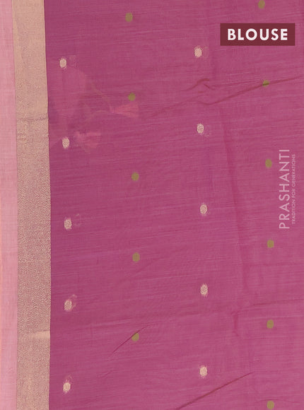 Munga cotton saree peach pink with thread & zari woven buttas and thread woven border