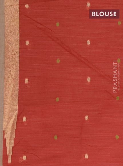 Munga cotton saree grey shade with thread & zari woven buttas and thread woven border